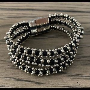 Beautiful bracelet with silver & black glass beads